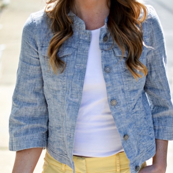 LOFT Jackets & Blazers - LOFT chambray cropped jacket size xs petite